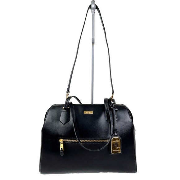 Ralph Lauren Sabine Dome Satchel Shoulder Bag Black Leather Gold HW Luxury Purse - Picture 2 of 16